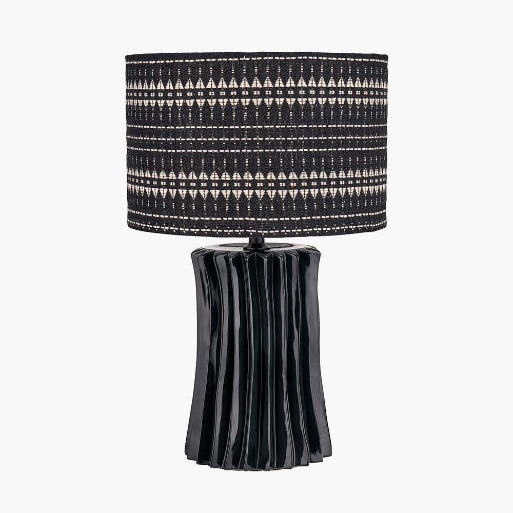 Devony Black Pleated Ceramic Table Lamp - Base Only